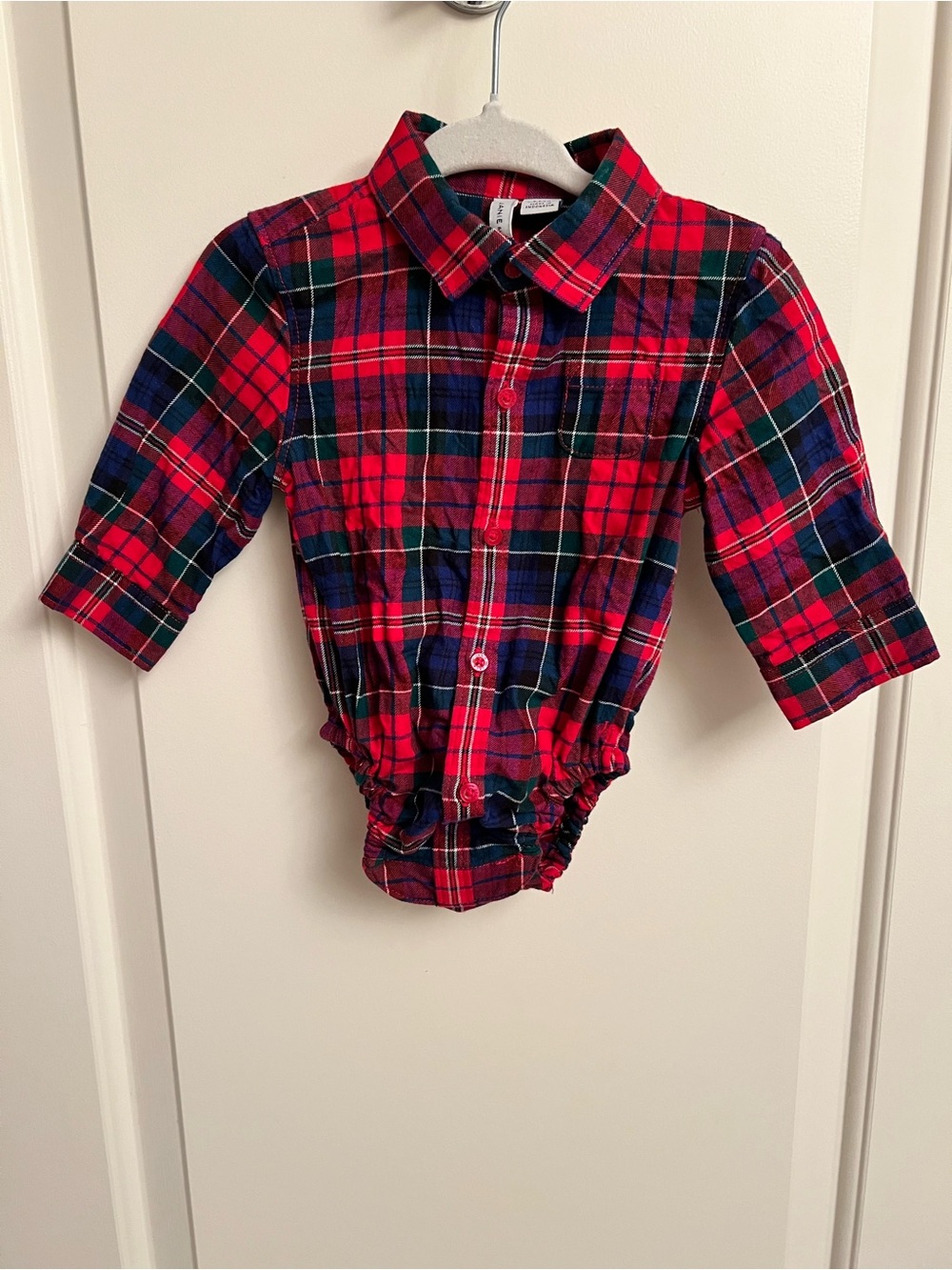 Janie and Jack Red and Green Plaid Baby One-Piece